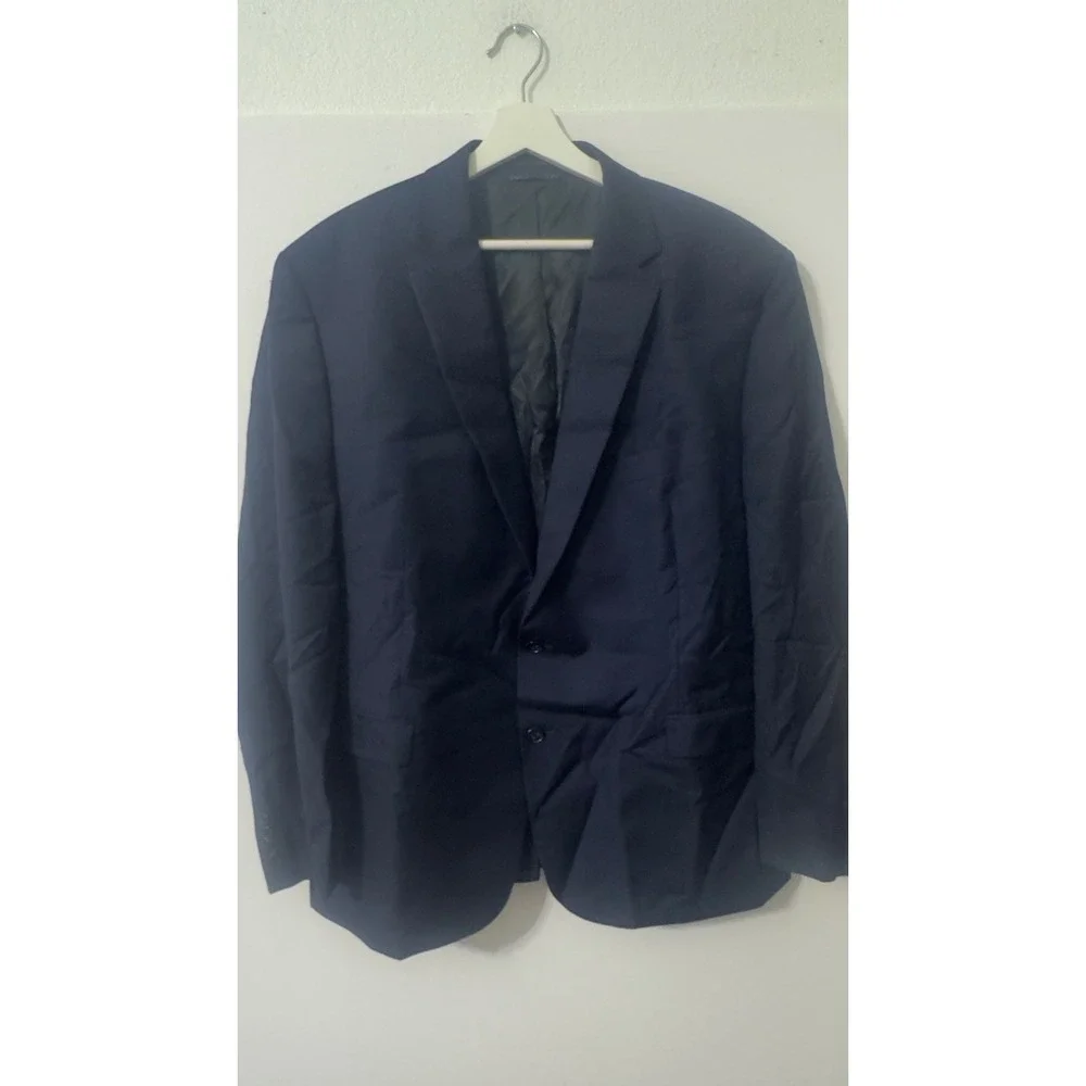 Lauren Ralph Lauren Mens Navy Blue Wool Blend Two‎ Button Blazer Jacket